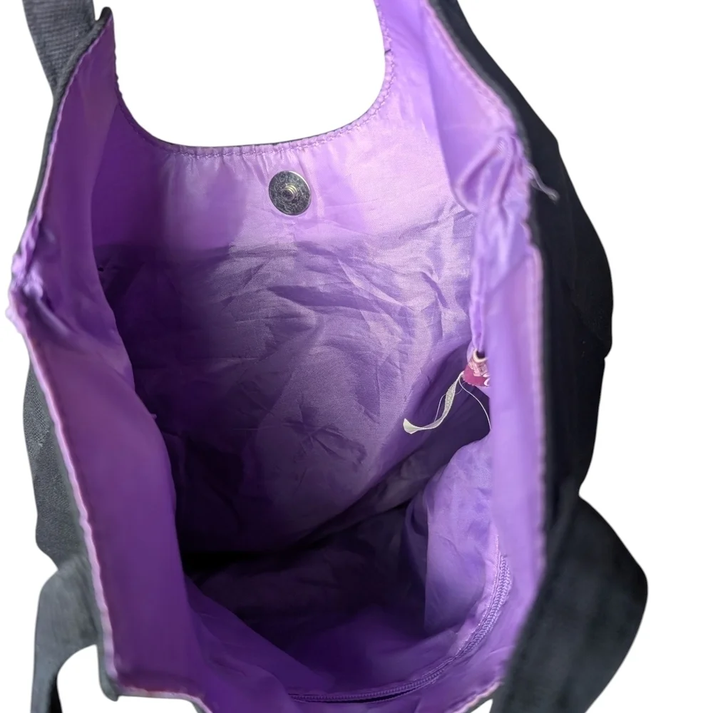 Disney Eeyore Tote Bag Donkey Winnie Pooh Butterflies Stars Black Purple EUC
